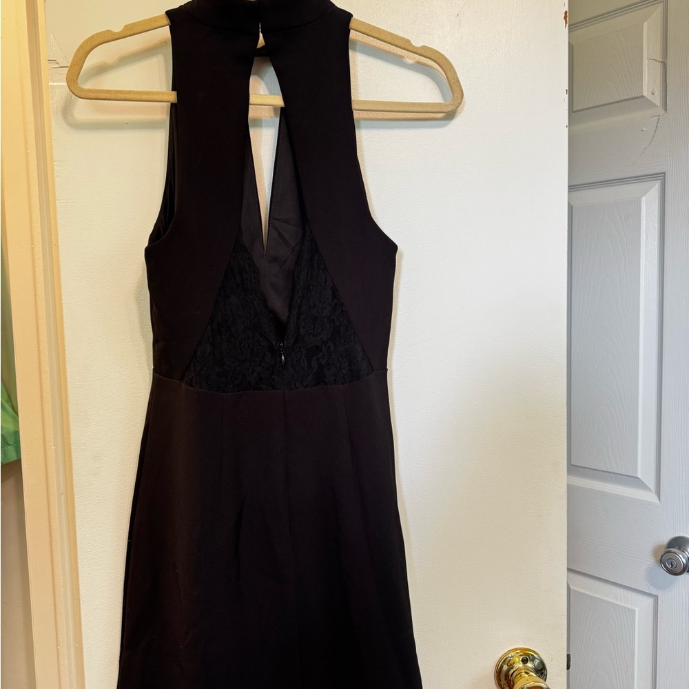 Express Black Backless Dress with Lace Detail
